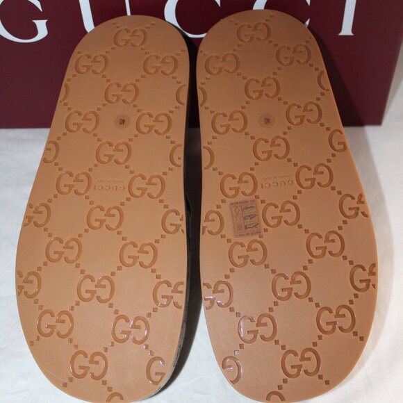 NWB Gucci GG Supreme Padded Platform Sandals Slides Beige Ebony 40 816797